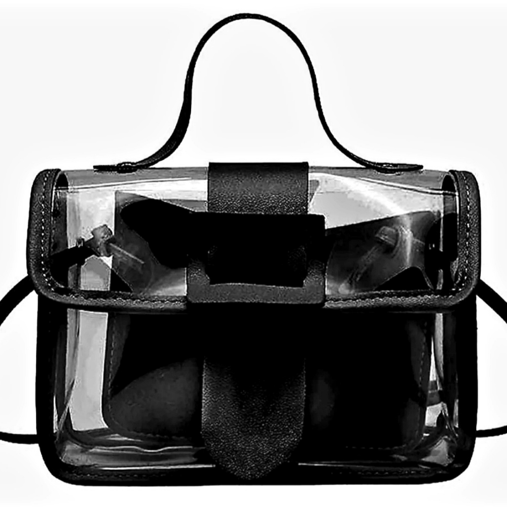 Black Mini Handbags Clear Cluth Purse